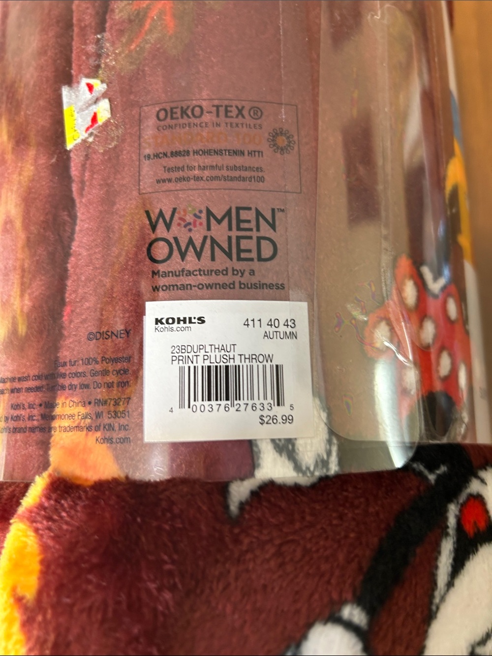 Disney Mickey and Friends Plush Throw Blanket - Brown - Picture 2 of 5